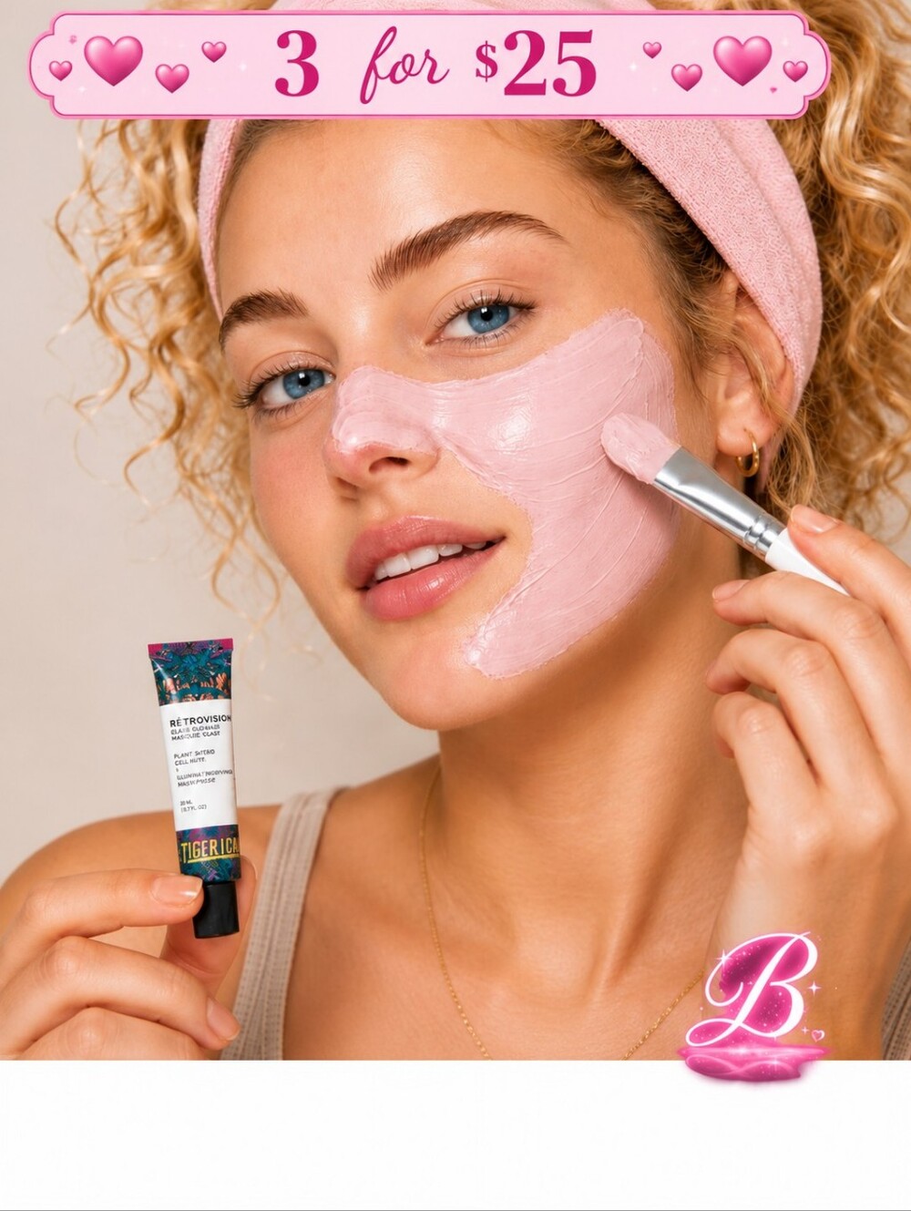 3/$25 MINI TigerloveRETROVISION® Reset + Clarity Pink Clay Mask